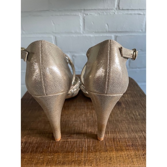Kelly & Katie Gold Sparkle Rhinestone Strappy Stiletto Heels Women's Size 7.5 - Picture 4 of 6